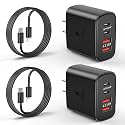 iPhone Charger Fast Charging, 2-Pack 4-Ports Wall Plug Fast Charger Block &amp; 6ft Long USB C to Lightning Cable Quick Charging Cube Adapter for iPhone 14/14 Plus/14 ProMax/13/13 Pro/12/11/XS/iPad