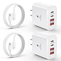 iPhone Charger Fast Charging, 2 Pack 40W 4-Port USB C Wall Charger Block with 2 Pack 6FT Long USB C to Lightning Cable for iPhone 14/13/12/11/Pro/Pro Max/Mini/Xs Max/XR/X, iPad