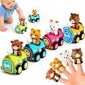 iPlay, iLearn Press to Go Car Toys for Toddler 1-3, Baby Magnetic Train Toy