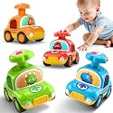iPlay, iLearn Press to Go Dinosaur Car Toy for Toddler 1-3, Baby Racing Car