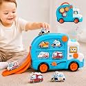 iPlay, iLearn Toddler Musical Bus Toy W/Car Slide & 3D Matching Puzzle