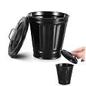 iplusmile Small Trash can with Lid 4.33X3.54X3.54 Inch Compact Desktop Waste Bin for Office Bedroom Home Use with Pot Function