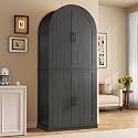 iPormis 71" Arched Cabinet with Doors, Modern Kitchen Pantry with 6-Tier Door Shelves &amp; Drawer &amp; Adjustable Shelves, Farmhouse Wood Storage Cabinet for Kitchen Room, Dining Room, Bathroom, Black