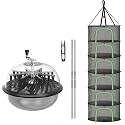 iPower 19-Inch Leaf Bowl Trimmer Twisted Spin Cut with Upgraded Gears Clear Visibility Dome, Sharp Stainless Steel Blades and 2Ft 6 Layer Herb Drying Rack for Hydroponic Plant Bud and Flower