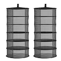 iPower 6-Layer 2ft Herb Drying Rack Black Mesh Hanging Net Dryer Collapsible with Opendoor, Pothook and Storage Bag, for Hydroponics Flowers, Buds, Fruits, Seafoods, Clothes, 2 Packs
