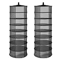 iPower 8-Layer 2ft Herb Drying Rack Black Mesh Hanging Net Dryer Collapsible with Opendoor, Pothook and Storage Bag, for Hydroponics Flowers, Buds, Fruits, Seafoods, Clothes, 2 Packs
