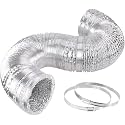 iPower Flexible 4 Inch Non-Insulated Flex Air Aluminum Foil Ducting Dryer Vent Hose 25 Feet Long for HVAC Heating Cooling Ventilation and Exhaust, 2 Stainless Steel Clamps Included