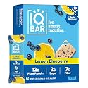 IQBAR Clean High Protein Bars, Low Sugar Snack, Lemon Blueberry 12ct
