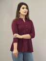 IQRAAR Women Self Design Casual Purple Shirt