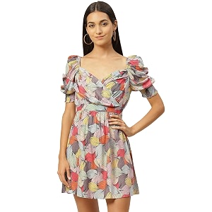 IQRAAR Womens Rayon Printed Fit Flared