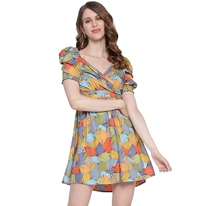 IQRAAR Womens Rayon Printed Fit Flared