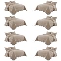 IR Imperial Rooms California King Quilt Bedspread Beige Leaf 8-Pack