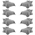 IR Imperial Rooms King Quilt Grey Leaf 8 Pack for Hotel Guest Bedroom