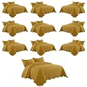 IR Imperial Rooms Queen Quilt Ochre Leaf 10 Pack for Hotel Guest Bedroom