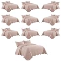 IR Imperial Rooms Twin Quilt Baby Pink Leaf 10 Pack for Hotel Guest Bedroom