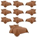 IR Imperial Rooms Queen Quilt Rust Leaf 10 Pack for Hotel Guest Bedroom