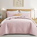 IR Imperial Rooms Quilts Queen Size Bedding Baby Pink Bedspread Wave
