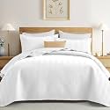 IR Imperial Rooms Twin Quilt Bedding Set White Bedspread Wave