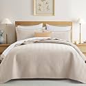 IR Imperial Rooms Twin Quilt Bedding Set Beige Bedspread Wave 2 Pack