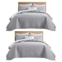 IR Imperial Rooms Twin Quilt Bedding Set Grey Bedspread Wave 2 Pack