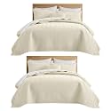 IR Imperial Rooms Twin Quilt Bedding Set Ivory Bedspread Wave 2 Pack