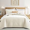 IR Imperial Rooms Twin Quilt Bedding Set Ivory Bedspread Wave