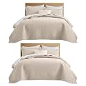 IR Imperial Rooms Twin Quilt Bedding Set Beige Bedspread Wave 2 Pack