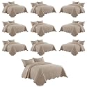 IR Imperial Rooms Twin Quilt Beige Leaf 10 Pack for Hotel Guest Bedroom