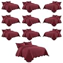 IR Imperial Rooms Twin Quilt Burgundy Leaf 10 Pack for Hotel Guest Room