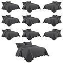 IR Imperial Rooms Twin Quilt Charcoal Leaf 10 Pack for Hotel Guest Room