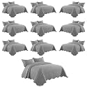 IR Imperial Rooms Twin Quilt Grey Leaf 10 Pack for Hotel Guest Bedroom