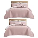 IR Imperial Rooms Twin Quilt Set Baby Pink Bedspread Wave 2 Pack