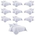 IR Imperial Rooms Twin Quilt White Leaf 10 Pack for Hotel Guest Bedroom