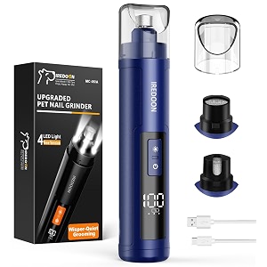 iredoon dog nail grinder with 4 led lights 3 speeds super quiet for pets