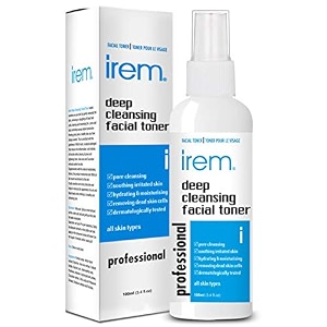 irem deep cleansing facial toner for all skin types - pore minimizing soothing amp hydrating contains witch hazel aloe vera panthenol allantoin glycolic and more 100m