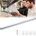 Irenare 1 Pcs Ticket Holder for Restaurants 36/48/60" Ticket Check Rack Order Holder Rail Display Slide Rack for Commercial Kitchens Cafes Pubs Bars Display Paintings Posters Charts (60 Inch,Silver)