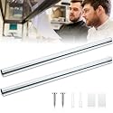 Irenare 2 Pcs Ticket Holder for Restaurants 36/48/60" Ticket Check Rack Order Holder Rail Display Slide Rack for Commercial Kitchens Cafes Pubs Bars Display Paintings Posters Charts (60 Inch,Silver)