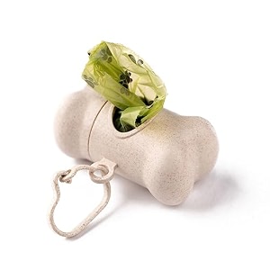 irida naturals poop bags wheat straw dispenser with leash clip-beige eco-friendly portable poop bag dispenser for dogs amp cats lightweight and leak proof dispenser large encough to carry poop bags