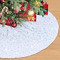 Iridescent White Velvet Tree Skirt 21 Inches Silver Christmas Trees Skirts Sequined Tree Skirt for Small Xmas Tree Glitter Trees Stand Cover Skirts for Santa Claus Tree Base Collar Christmas Decor