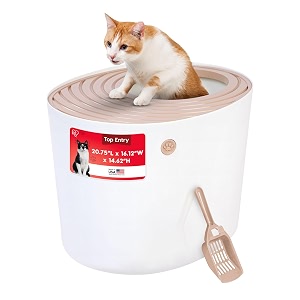 iris top entry cat litter box white