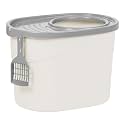 IRIS Top Entry Cat Litter Box with Scoop, White/Gray