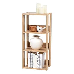 iris ohyama usa 3 tier open bookshelf bookcase for small spaces farmhouse bedroom office living room indoor shelf for home dcor books plants and more 16 inch med natural