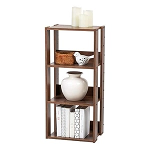 iris usa 3-tier open wood bookshelf- dark brown