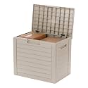 IRIS USA 35-Gallon Outdoor Deck Storage Box, Lockable & UV-Protected, Weather-Resistant Patio Storage for Cushions, Garden Tools & Packages, Waterproof Resin, Durable & Stylish Design - Beige