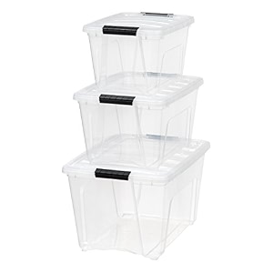 iris usa inc tb-56d2817 combo stack amp pull box 19 32 and 53 quart clear with black handles