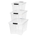 IRIS USA, Inc. TB-56D/28/17 Combo, Stack &amp; Pull Box, 19, 32, and 53 Quart, Clear with Black Handles