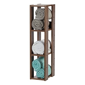 iris usa owr-200br 3-shelf space saving slim open wood shelving unit brown 1 pack