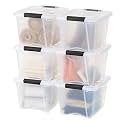IRIS USA TB-17 Stack & Pull Box, 19 Quart, Clear, 6 Pack