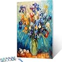 Iris Vase DIY Paint by Numbers, Vincent Van Gogh,Canvas Oil Painting Kit for Kids &amp; Adults, 16" W x 20" L Drawing Paintwork with Paintbrushes,Home Decoration, Acrylic Pigment (Frameless)