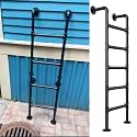 Iron Bunk Bed Ladder for Attic Dorm Library Deck 3.3FT to 8FT Tall Safety Side Climb Ladder with Window Well Egress Option (150cm/59in)